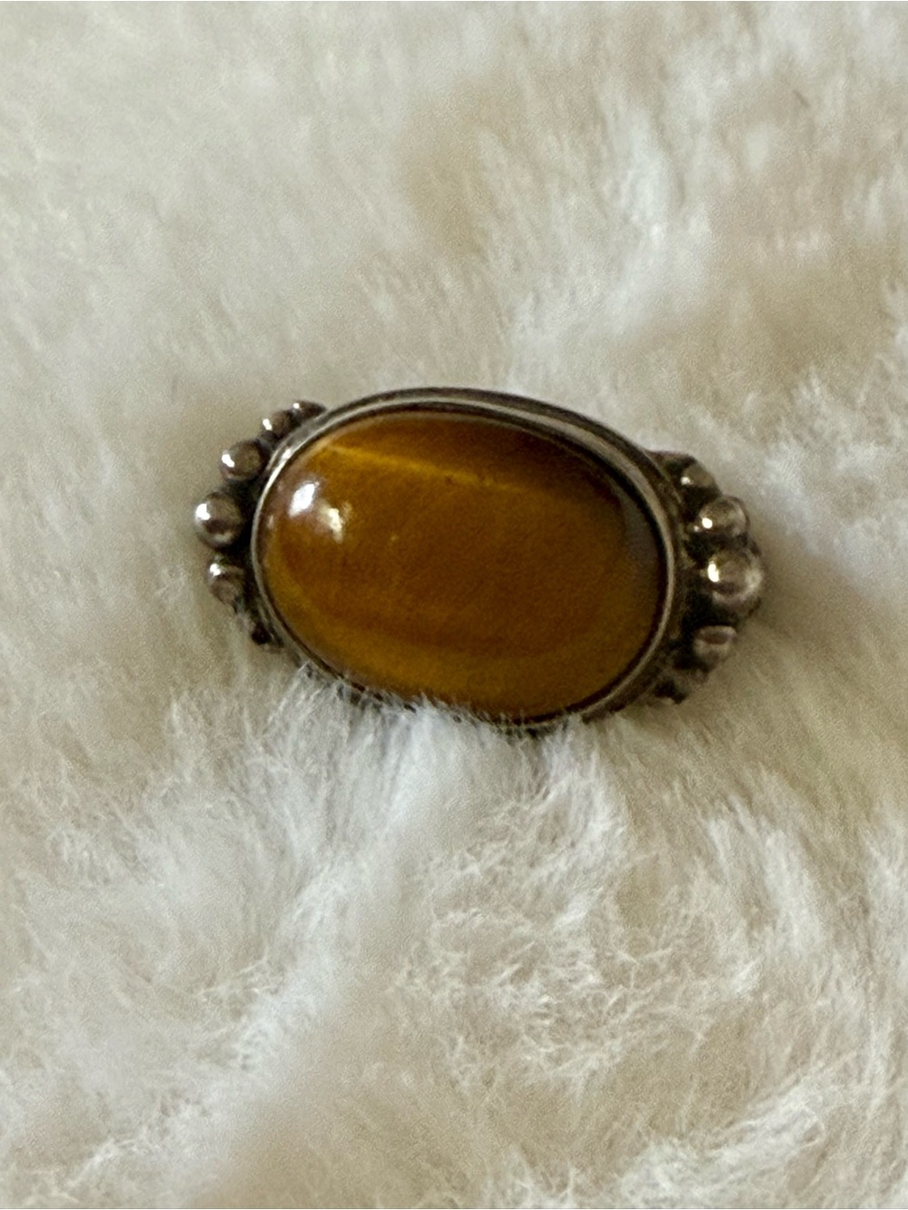 Navajo Sterling Silver Tigers Eye brooch unmarked Handmade